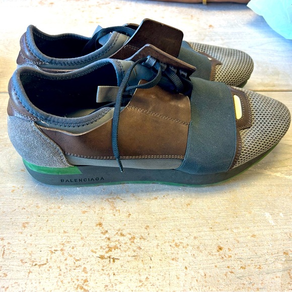 Balenciaga Mesh, Leather and Patent Race Runner Sneakers. Athletic Leisure Wear - Picture 1 of 5
